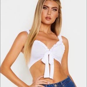 Pretty little thing wrap ruffle tank